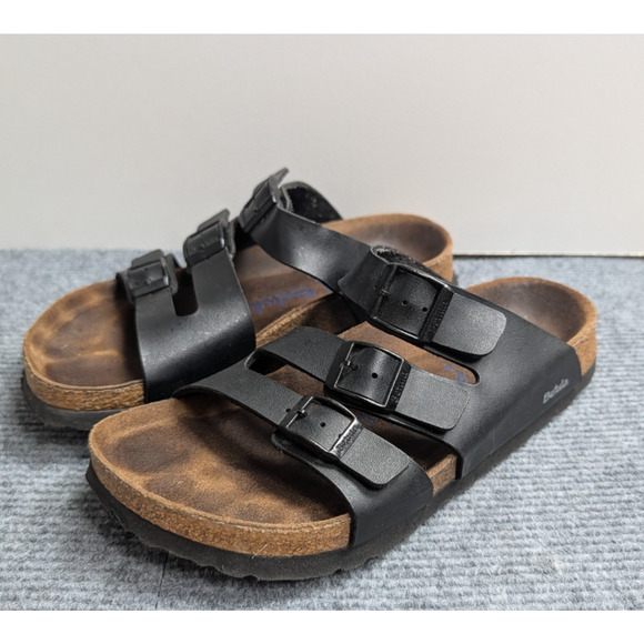 Betula Sandals Womens 6 Black Leather Buckle 3 Strap Comfort Boho Birkenstock - Picture 1 of 7